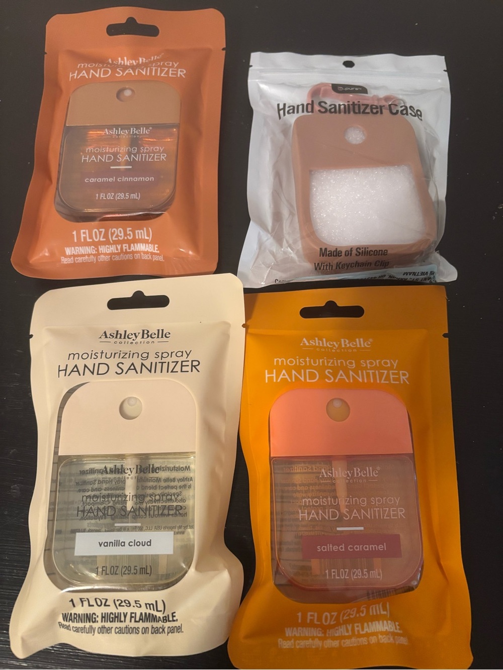 4 pack viral Ashley Belle back to school fall spray hand sanitizers with case 🍁🍎